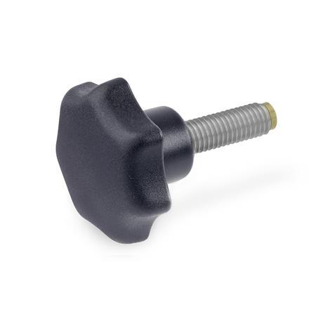 Otto Ganter Star Knob with Brass Plastic Pivot, GN 6336.10